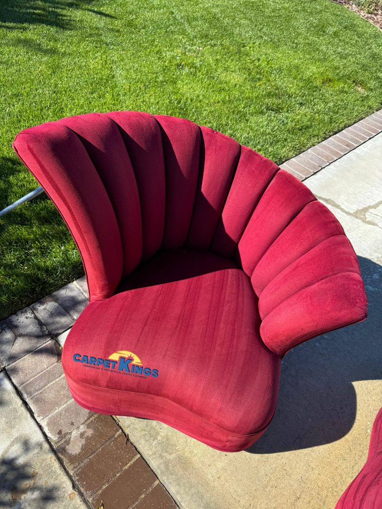 professional upholstery cleaning red chair before and after Miami